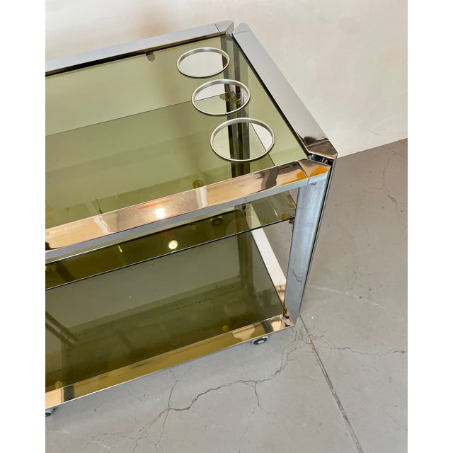 Space Age Chrome and Smoked Glass Bar Cart, 1970s For Sale - Image 17 of 18
