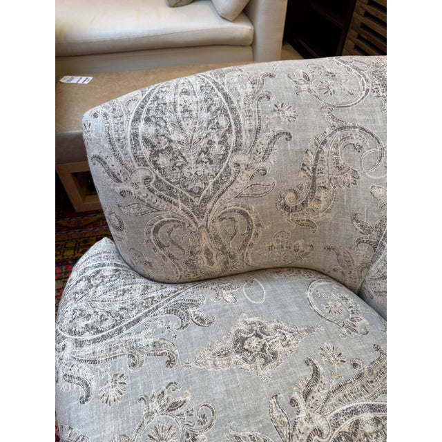 Sky Blue Vladimir Kagan Style Paisley Print Loveseat For Sale - Image 8 of 12
