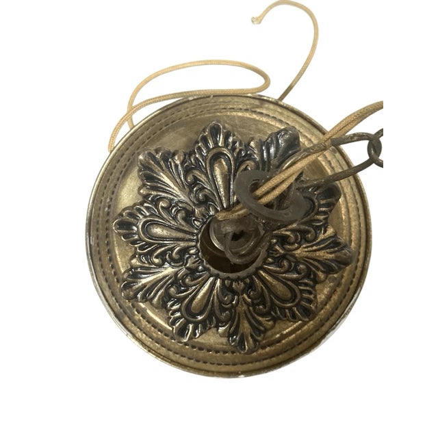 Glass Vintage Neoclassical / Victorian Style Frosted Glass Wired Pendant Light For Sale - Image 7 of 9