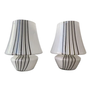 Pair of Stripe Murano Glass Lamps. Italy, 1970s