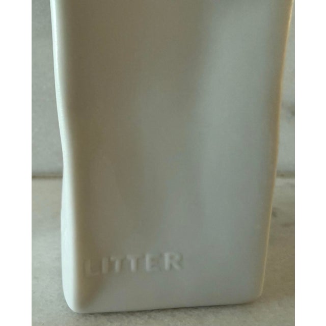 Post Modern Rosenthal Germany "Do Not Litter" Bisque Milk Carton Vase For Sale - Image 9 of 11