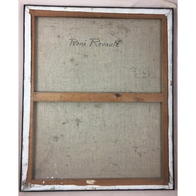 Stunning Mid-Century Modern oil on fibre board, abstract composition by listed French artist, Rene Revaute. Very...