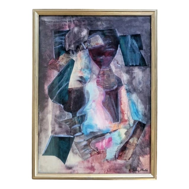 A Jolie-Monthé, Abstract Composition, 1970s, Canvas Painting, Framed For Sale
