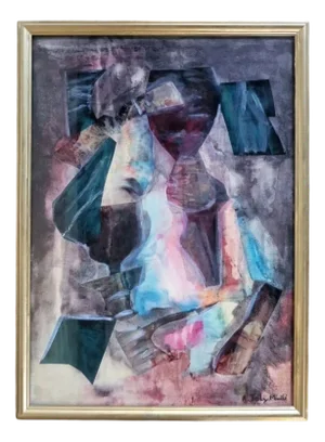 A Jolie-Monthé, Abstract Composition, 1970s, Canvas Painting, Framed