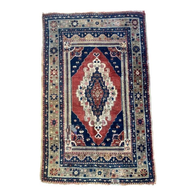 Early 20th Century Antique Floral Double Niche Carpet - 3′2″ × 5′9″ For Sale