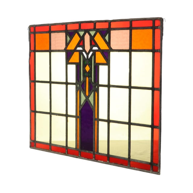 Art Deco Amsterdam School Stained Glass Window, 1930s For Sale - Image 4 of 16