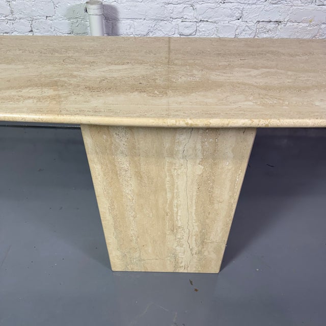 Italian 1980s Italian Travertine Marble Console Table For Sale - Image 3 of 9