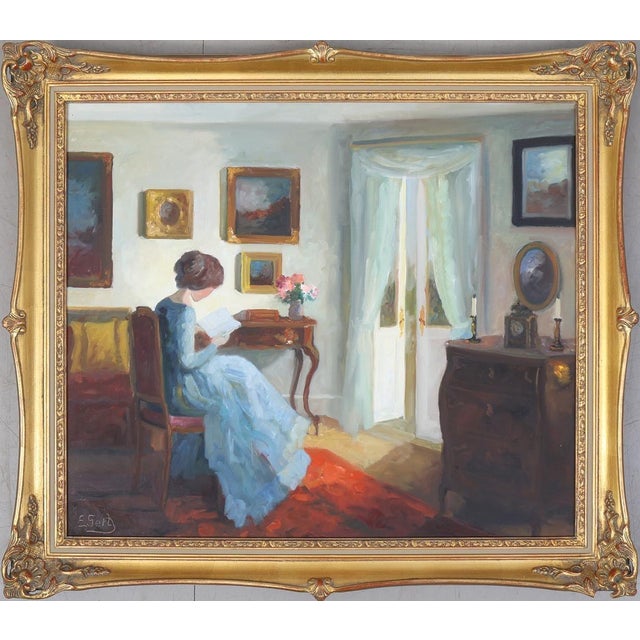 Edith Gert, Woman Reading, 1960s, Oil on Canvas, Framed For Sale - Image 17 of 17