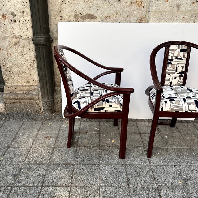 Art Deco Chairs in Upholstered in Euphoria Cubista from Misia Paris, France, 1970s, Set of 4 For Sale - Image 13 of 18