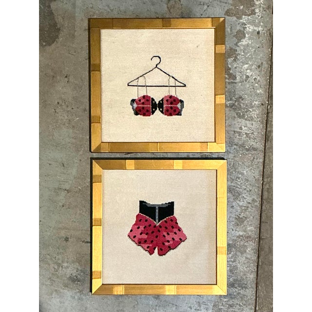 Vintage Original Needlepoint Swimsuit - Set of 2 For Sale - Image 11 of 12