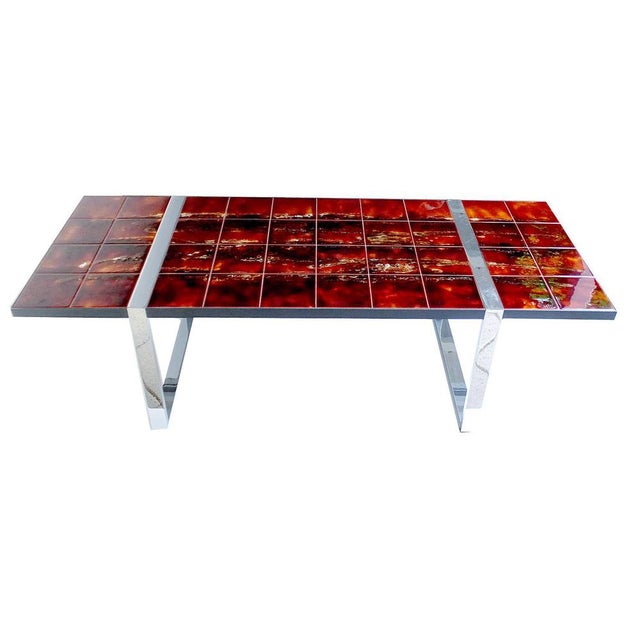 Large Vintage Space Age Ceramic Tiles Table from Belarti For Sale - Image 14 of 14