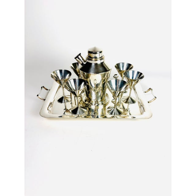Art Deco Old English Silver-Plated Cocktail Set, Circa 1940 For Sale - Image 3 of 12