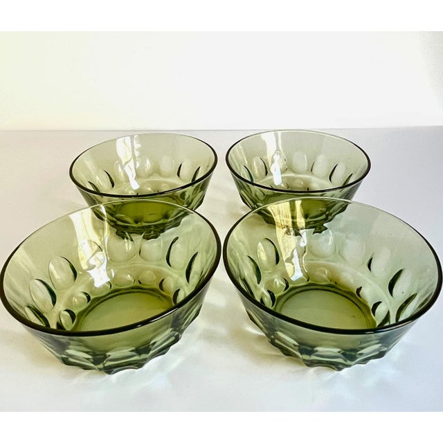 Mid-Century Modern Vintage Hazel-Atlas Reflection Green Thumbprint Set – Pitcher, Tumblers & Bowls - 9 pcs For Sale - Image 3 of 14