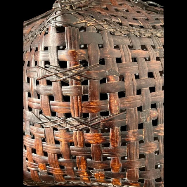 Brown Antique Chinese Fishing Trap Bamboo Vase For Sale - Image 8 of 12