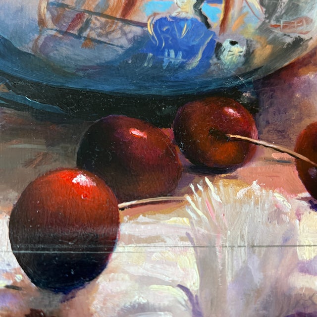 Late 20th Century Late 20th Century Original Oil Still Life Painting “The Chinese Bowl” — Chinoiserie Porcelain, Giltwood Frame Signed Adamo For Sale - Image 5 of 11