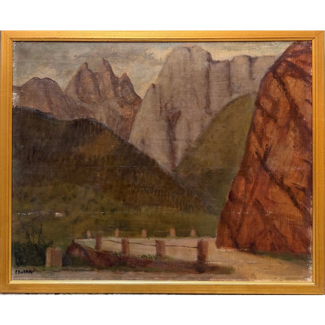 Pompeo Borra, Mountains, 1932, Oil Painting on Canvas For Sale - Image 6 of 6