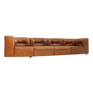 Vintage Modular Sofa in Cognac Leather, Italy, 1970s, Set of 4 For Sale