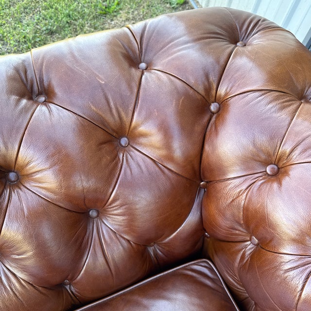 Brown Leather Chesterfield Sofa For Sale - Image 9 of 10