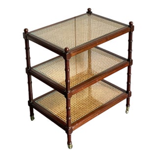 Vintage Regency Stacked Cane Side Table For Sale