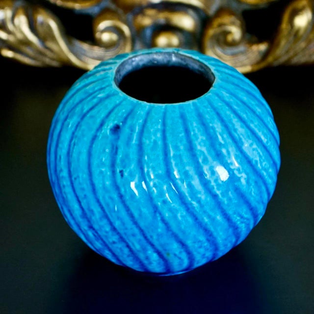 Mid-Century Modern Gunnar Nylund for Rörstrand Blue Coiled Stoneware Vase – Swedish Mid-Century Modern Ceramic For Sale - Image 3 of 4