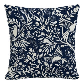 18" Indoor/Outdoor Pillow Navy Suki Chinois For Sale