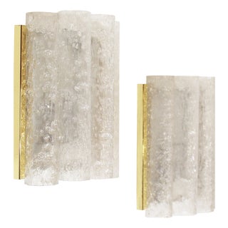 Wall Lamps in Brass and Glass from Doria Leuchten, 1970s, Set of 2 For Sale