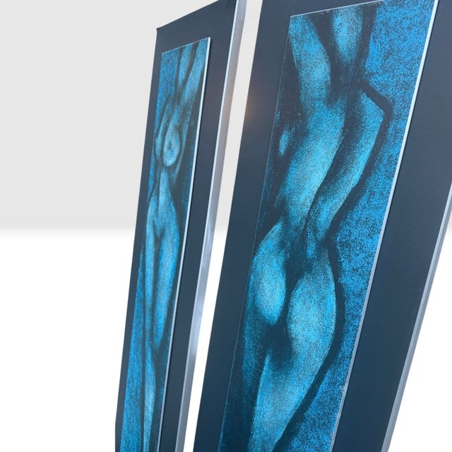 1960s Mid-Century Modern, C. 1960s, Blue Nude Figure Panels — Diptych - a Pair For Sale In Atlanta - Image 6 of 11