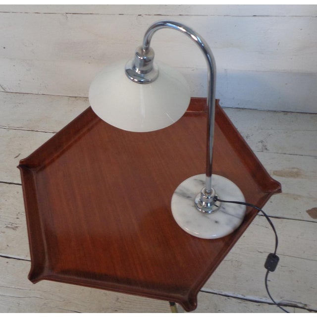 Vintage Table Lamp with Marble Base and Opaline Glass Cone, 1990s For Sale - Image 4 of 15