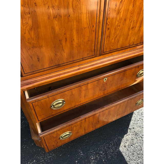 1980s Chippendale Drexel Yorkshire Yew Wood Armoire Chairish