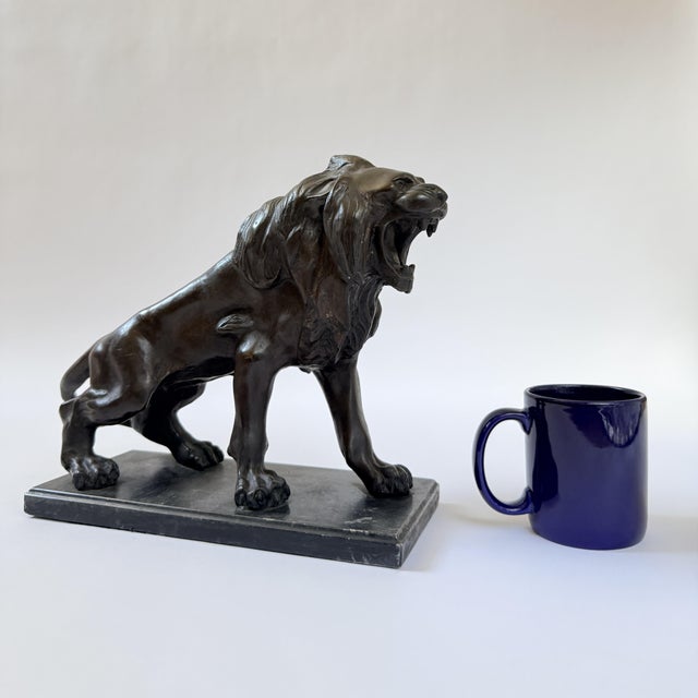 Metal Bronze “Lion of Paris” Sculpture – After Antoine-Louis Barye, French Animalière, 12” H For Sale - Image 7 of 7
