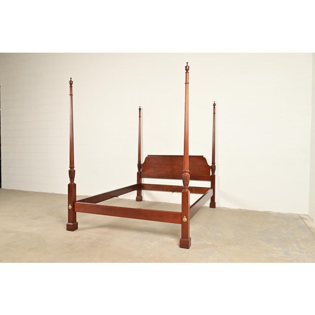 Baker Furniture Company Baker Furniture Georgian Carved Mahogany Queen Size Poster Bed For Sale - Image 4 of 12