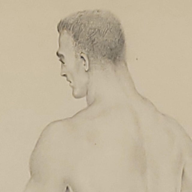 Drawing/Sketching Materials Pencil Drawing of Man and Woman, Circa 1950s For Sale - Image 7 of 8