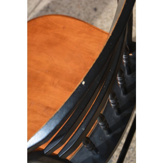Pair of Mid 20th Century Hitchcock Black W/ Brown Seat Gold Stenciled Fruits Harvest Dining Chairs For Sale - Image 12 of 15