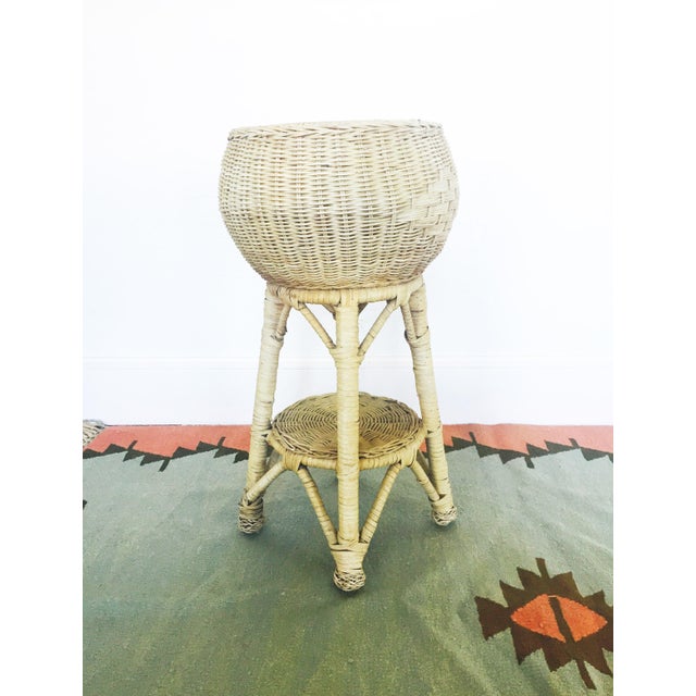 Vintage Tall Rattan Plant Stand Chairish