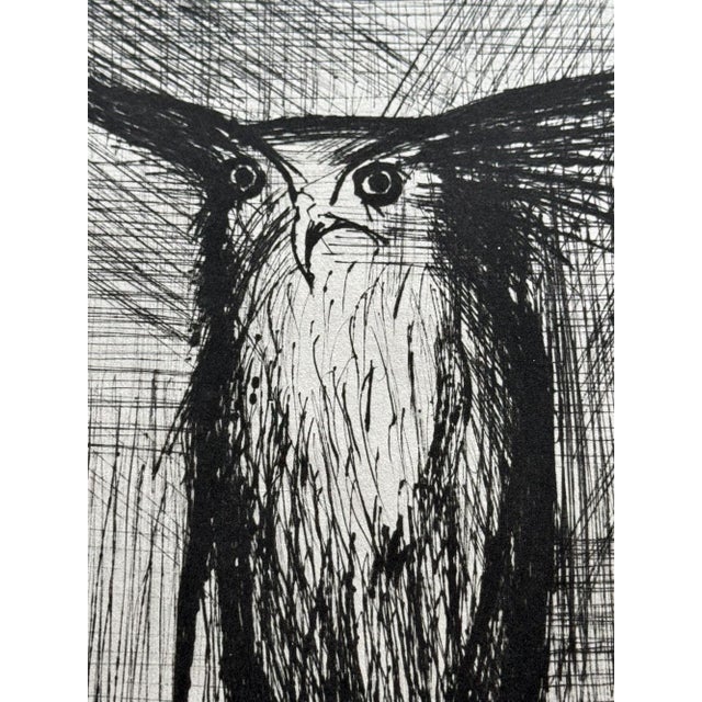 Abstract Bernard Buffet Limited Edition Lithograph - Owl - 1959 W/Frame Included For Sale - Image 3 of 3