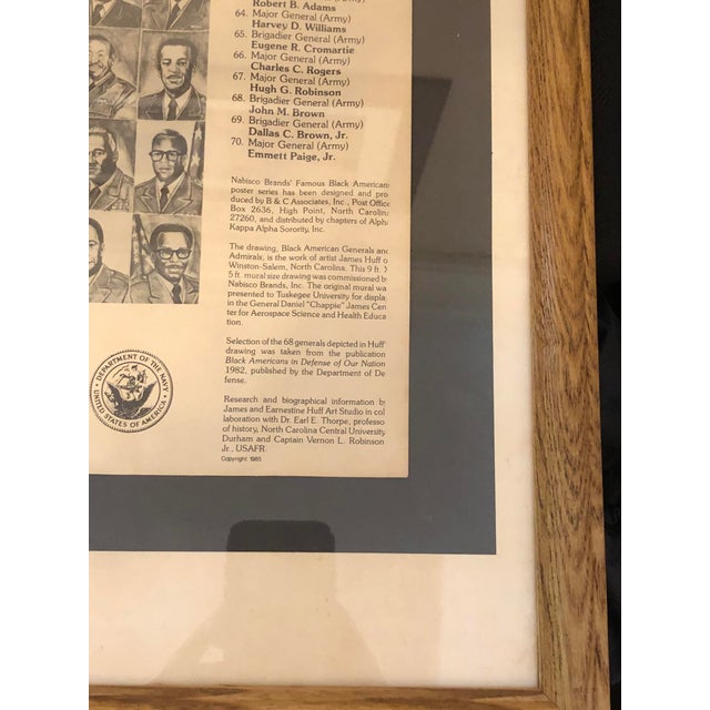 1980s Framed "Black American Generals & Admirals" Educational Art Poster For Sale - Image 4 of 10