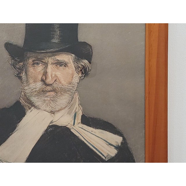 Portraiture Lithograph of a Famous Portrait of Verdi, Circa 1900 For Sale - Image 3 of 4