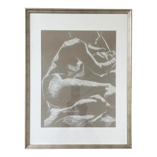 Vintage Figurative Pastel Drawing For Sale