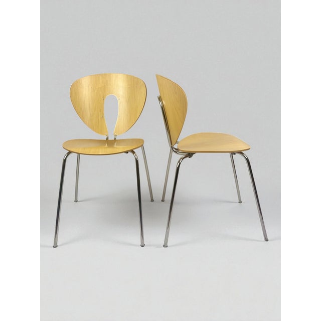 Jesús Gasca for Stua "Globus" Modern Molded Wood & Chrome Stackable Dining Chairs - Set of 8 For Sale - Image 6 of 14