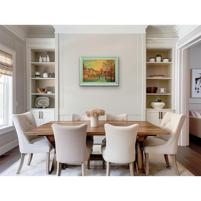 Jean Vollet, The River Eure, The Quarter of Chartres, Oil Painting, 1970s For Sale - Image 16 of 18