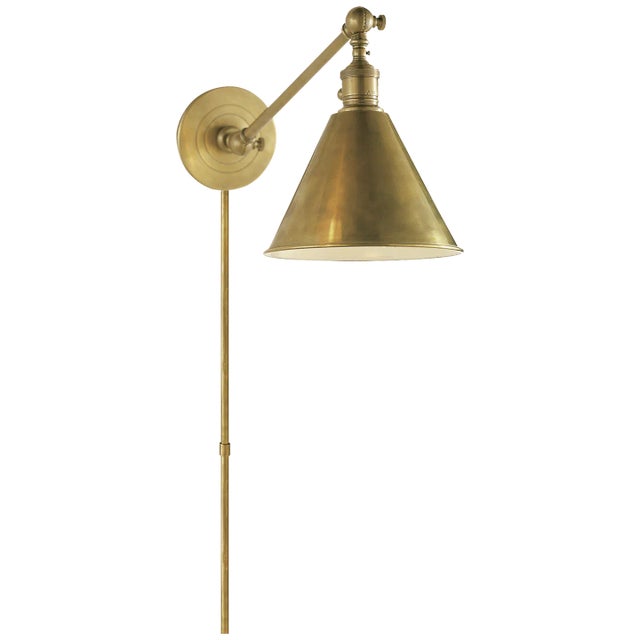 Chapman & Myers for Visual Comfort Signature Boston Functional Single Arm Library Light in Hand-Rubbed Antique Brass For Sale