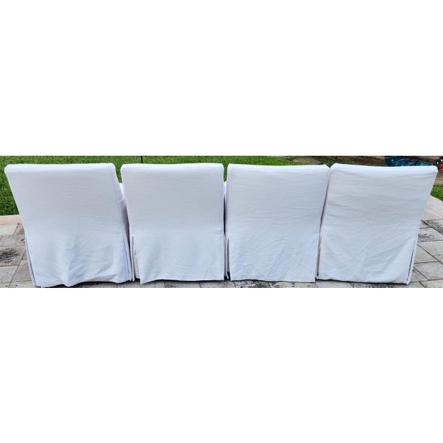 Textile Rh Restoration Hardware Low Belgian Slope Arm Slipcovered Dining Chairs Rolling For Sale - Image 7 of 12