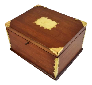 Antique Lillian Brass & Wood Box