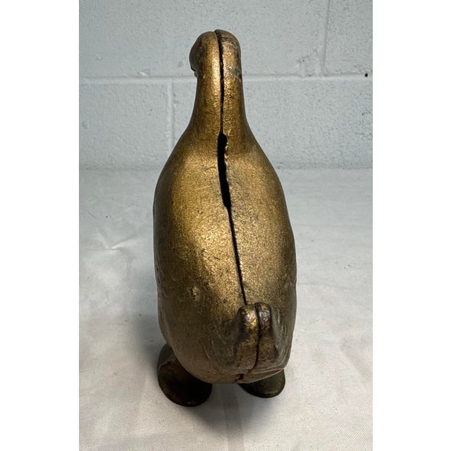 1900 - 1909 Antique 1900's Ac Williams Hand Painted Cast Iron Gold Duck Goose Still Bank For Sale - Image 5 of 10