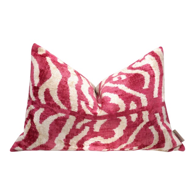 Contemporary Handmade Velvet Tiger Print Throw Pillow & Down Feather Insert For Sale