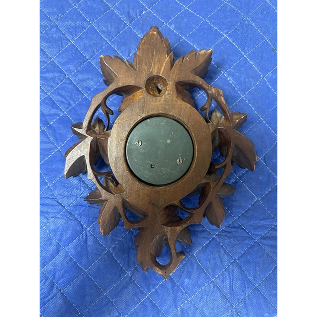 Late 19th Century Antique Black Forest Carved Wood Aneroid Barometer With Grapevine Motif For Sale - Image 5 of 5