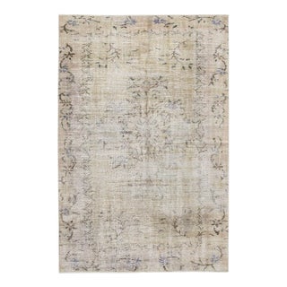 Vintage Washed Out Oushak Rug For Sale
