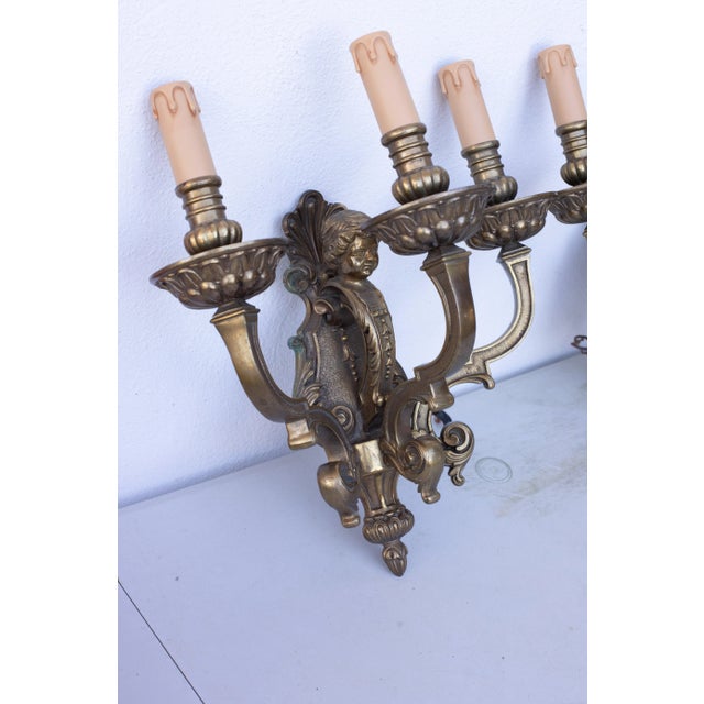 Pair of 1920s Three-Light Sconces in the Louis XVI Style For Sale - Image 12 of 12