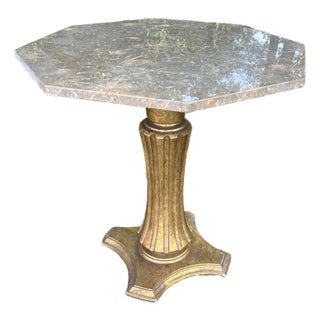 Marble Top Octagonal Side Table With Gilded Base For Sale