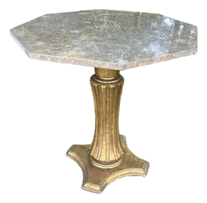 Marble Top Octagonal Side Table With Gilded Base